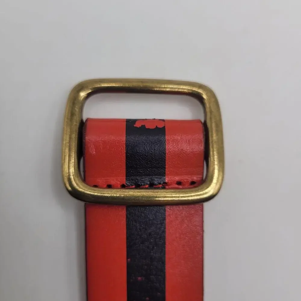 Gap Belt XS Red Black Leather Striped Punk Preppy Color Block Contrast Statement